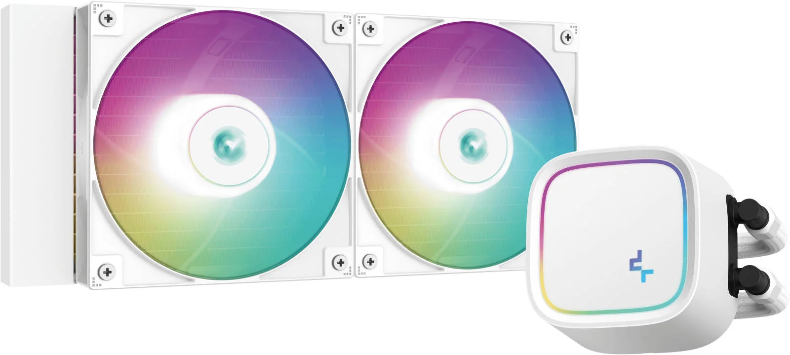 خنک کننده مایع پردازنده دیپ کول LE520 aRGB AIO، رادیاتور 240 میلی‌متری، 2 عدد فن aRGB با عملکرد بالا، سرعت فن 500 تا 2250 دور در دقیقه، جریان هوای فن 85.85 CFM، نوع بلبرینگ هیدرو، سفید | R-LE520-WHAMMN-G-1