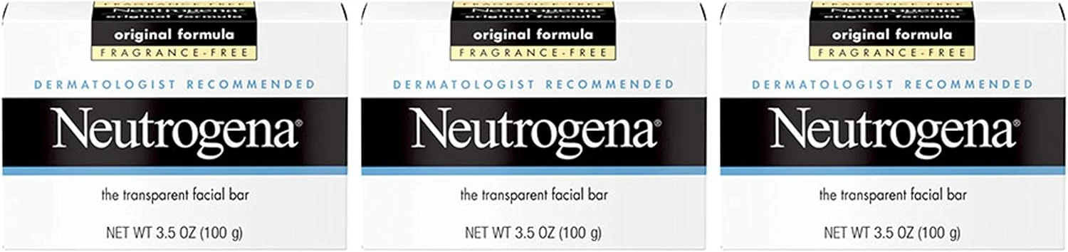 صابون پاک کننده صورت نوتروژینا، فاقد رایحه، حاوی گلیسیرین، پاک کننده ملایم و شفاف، فاقد مواد شوینده قوی و رنگ، ضد حساسیت، 100 گرم