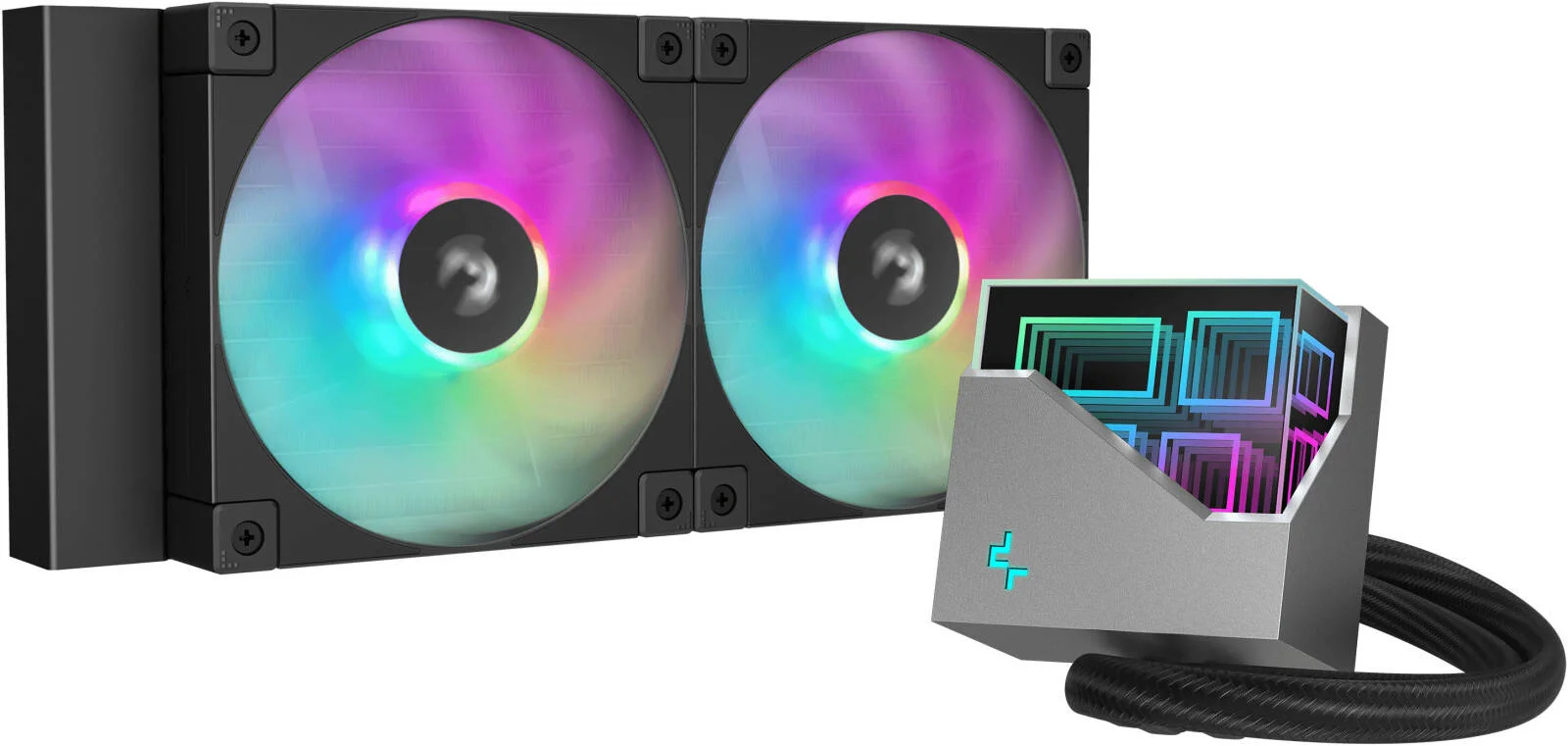 خنک کننده مایع پردازنده دیپ کول LT240 ARGB، رادیاتور 240 میلی متری، 2 عدد فن FD12 ARGB، سرعت فن 2400 دور در دقیقه، جریان هوای 72.04 CFM، نوع بلبرینگ هیدرولیک، فناوری ضد نشت، مشکی | R-LT240-BKAMNC-G-1