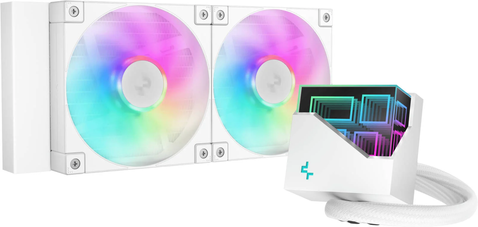 خنک کننده مایع پردازنده دیپ کول LT240 ARGB، رادیاتور 240 میلی متری، 2 عدد فن FD12 ARGB، سرعت فن 2400 دور در دقیقه، جریان هوای 72.04 CFM، نوع بلبرینگ هیدرو، فناوری ضد نشت، سفید | R-LT240-WHAMNC-G-1