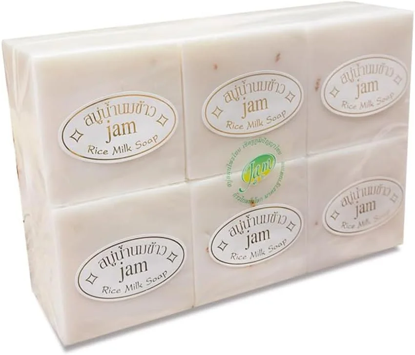 صابون برنج تایلندی 6 عددی، مجموعا 390 گرم، پاک کننده، صابون صورت و بدن، دست ساز، روش سرد، هدیه
