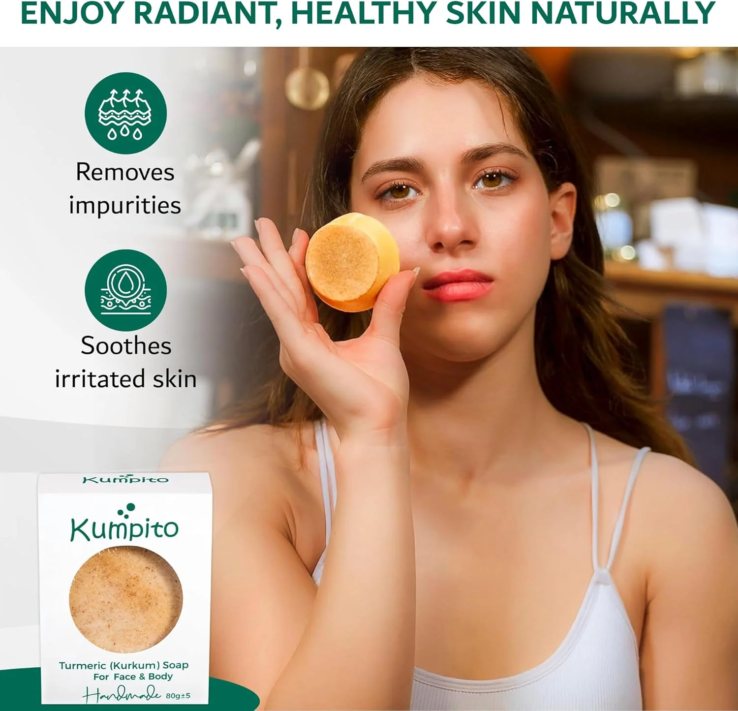 صابون دست ساز زردچوبه (کورکوم) | صابون 100% طبیعی | پاک کننده عمیق، مغذی، ضد لک | تسکین اگزما – صابون طبیعی صورت و بدن