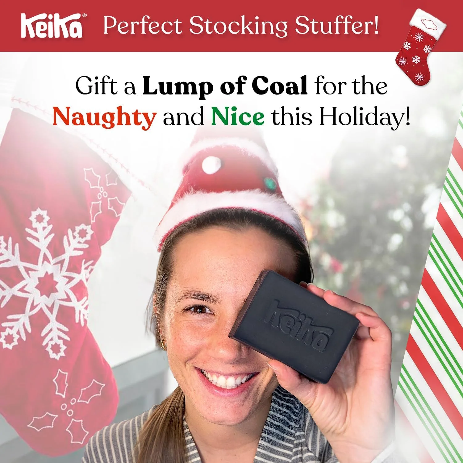 صابون سیاه ذغالی کیکا با شی باتر برای صورت، جوش، جوش سرسیاه، اگزما، پسوریازیس | 100% طبیعی و گیاهی. بدون عطر. غیر تراریخته. دست ساز. صابون پاک کننده صورت برای پوست چرب. 141 گرم.