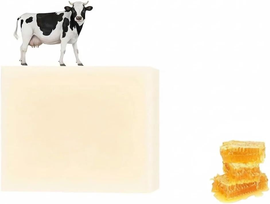 صابون کره آزونی - صابون کره عسل خالص غنی شده با روغن حیوانی تغذیه شده با علف و عسل خام وحشی، صابون های پاک کننده و مرطوب کننده تسکین دهنده برای اگزما، پوست خشک و حساس