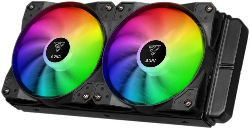 خنک کننده مایع همه کاره Gamdias Aura GL240، صفحه پایه مسی، رادیاتور آلومینیومی، سرعت فن 2000 دور در دقیقه، جریان هوای 66.7 CFM، بلبرینگ هیدرولیک، کانکتور PWM، مشکی | GD-AURA-GL240