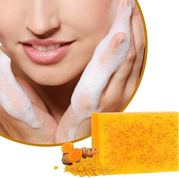 بسته 3 عددی صابون زردچوبه، صابون دست ساز طبیعی کوجیک اسید روشن کننده لکه های تیره، پاک کننده پوست صورت و بدن، زیر بغل، نواحی حساس، کاهش دهنده آکنه، محو کننده جای زخم و پاک کننده پوست