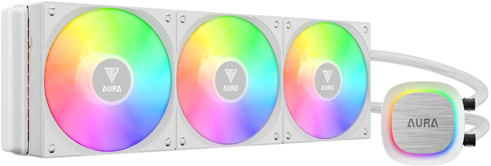خنک کننده مایع GAMDIAS Aura GL360 V2، پشتیبانی از LGA 1700 / AM5، سرعت فن 800 - 1800 دور در دقیقه، فشار هوای 2.12 mmH2O، فن های هیدرولیک PWM، جریان هوای 73.6 CFM، مسیریابی کابل پنهان، سفید | GL360 V2 WH