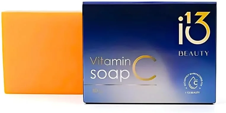 صابون ویتامین C برای صورت و بدن - روشن کننده، آبرسان و ضد پیری | غنی شده با کلاژن، نارگیل و روغن پالم | محو کننده لکه های تیره و عیوب | 80 گرم
