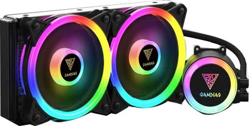 خنک کننده مایع پردازنده Gamdias Chione M2-240 Lite ARGB، صفحه پایه مسی، رادیاتور آلومینیومی، سرعت فن 2400 دور در دقیقه، جریان هوای 48.16 CFM، بلبرینگ هیدرولیک، مشکی | GD-CHIONE-M2-240-LITE2