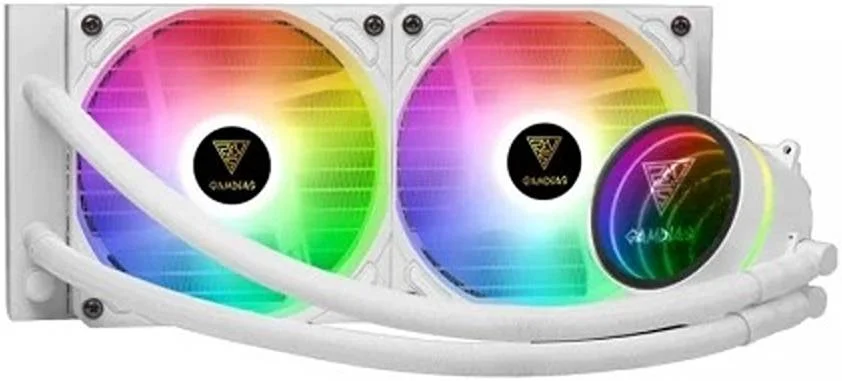 خنک کننده پردازنده Gamdias CHIONE M3-240W، فن PWM ARGB، پرداخت پمپ آب آینه ای بی نهایت، همگام سازی RGB با مادربرد، سازگار با AEOLUS Box، لوله تفلون بادوام، سفید | GD-CHIONE-M3-240W