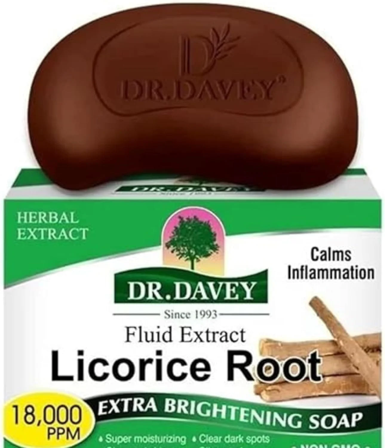 صابون روشن کننده عصاره ریشه شیرین بیان دکتر دیوی - از بین بردن لکه های تیره، افزایش درخشندگی پوست، کنترل چربی پوست - 100 گرم