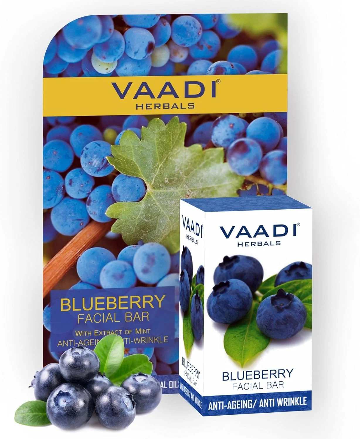 صابون صورت بلوبری ارگانیک گیاهی وادی با عصاره نعناع و روغن زیتون - جلوگیری از چین و چروک - 25 گرم