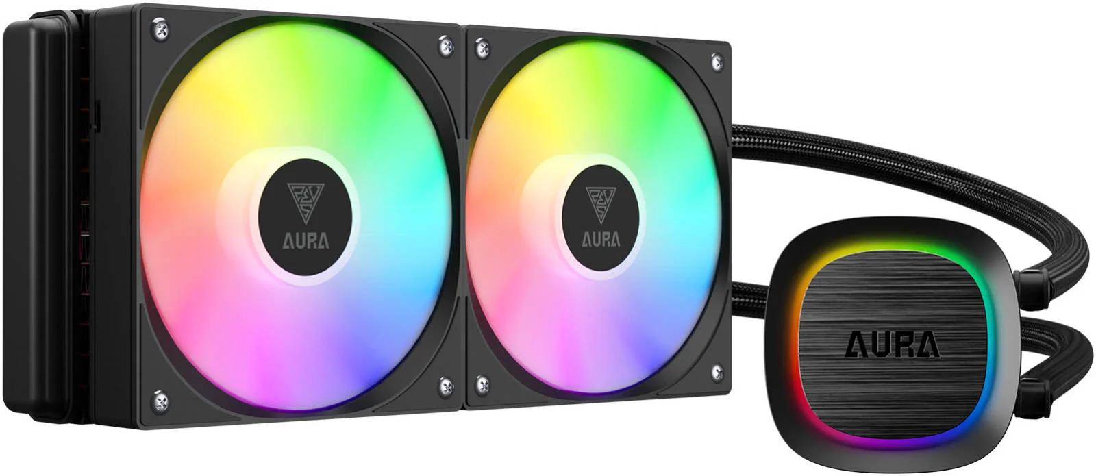 خنک کننده مایع GAMDIAS، پشتیبانی از LGA 1700 / AM5، سرعت 800 - 1800 دور در دقیقه، فن های PWM هیدرولیک، جریان هوای 73.6 CFM، مسیریابی کابل پنهان، ARGB همگام سازی مادربرد، مشکی | AURA GL240 V2