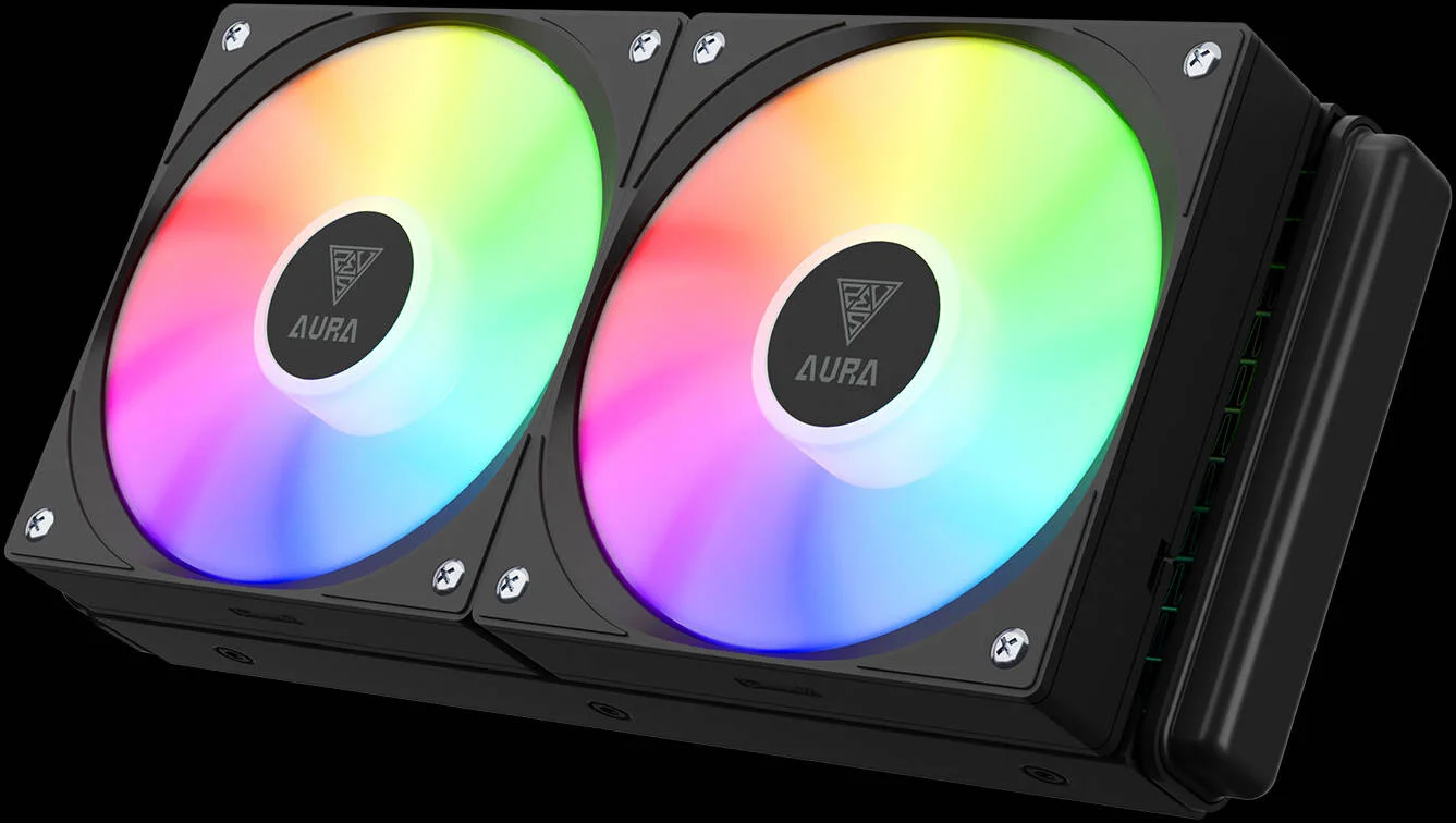 خنک کننده مایع GAMDIAS، پشتیبانی از LGA 1700 / AM5، سرعت 800 - 1800 دور در دقیقه، فن های PWM هیدرولیک، جریان هوای 73.6 CFM، مسیریابی کابل پنهان، ARGB همگام سازی مادربرد، مشکی | AURA GL240 V2