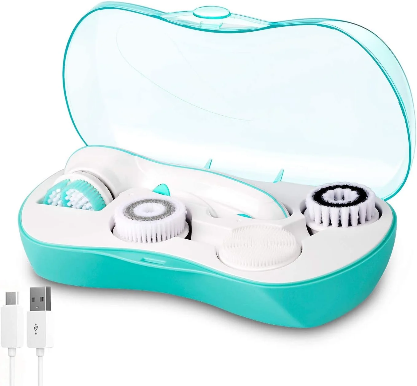 برس پاک کننده صورت برقی، برس ماساژ لایه بردار صورت با 3 سر برس پاک کننده و 2 سرعت قابل تنظیم برای پاکسازی عمیق، از بین بردن جوش های سرسیاه، ماساژ صورت