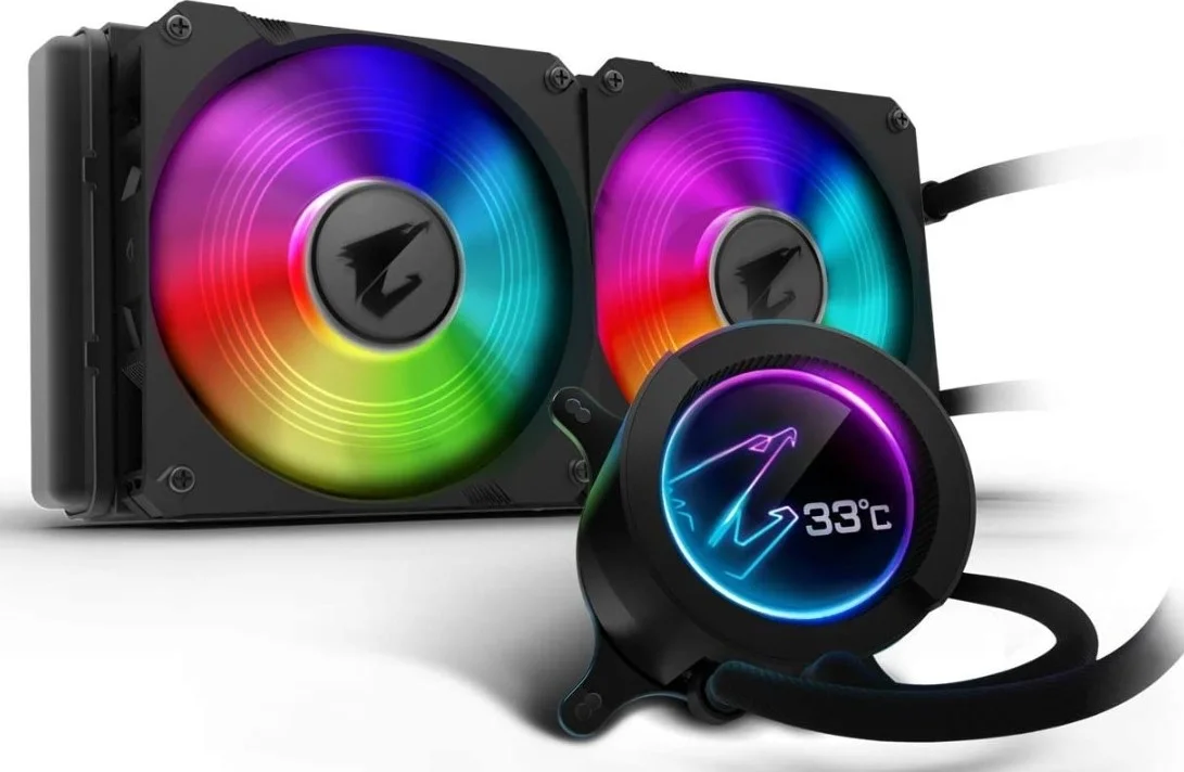 خنک کننده مایع AIO گیگابایت AORUS RGB 280، رادیاتور 280 میلی‌متری، دو فن PWM ویندفورس 140 میلی‌متری، نمایشگر LCD تمام رنگی قابل تنظیم، نورپردازی و کنترل RGB پیشرفته، Intel 115X/2066، AMD AM4، TR4 | GP-AORU