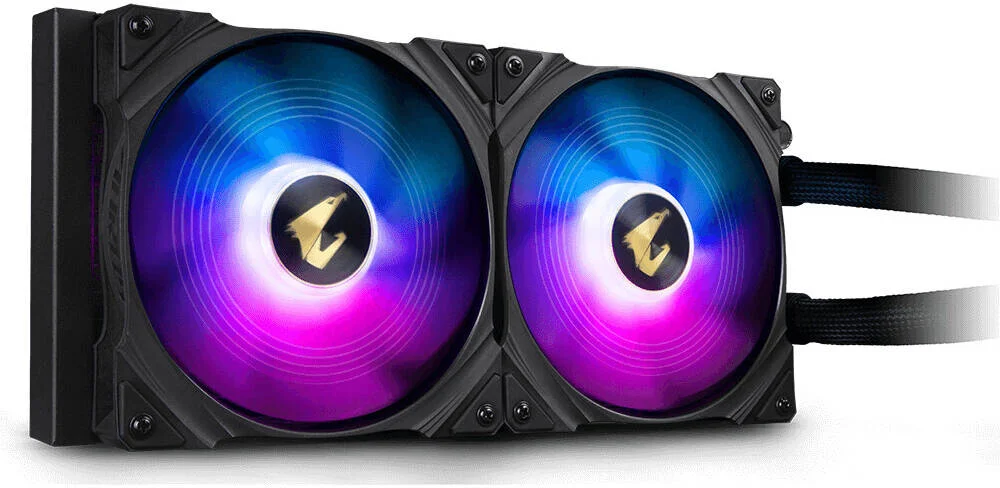 خنک کننده مایع پردازنده GIGABYTE AORUS WATERFORCE 280، رادیاتور 280 میلی متری، 2 عدد فن 140 میلی متری ARGB، سرعت فن 2150 دور در دقیقه، جریان هوای فن 83.83 CFM، نوع بلبرینگ Sleeve (نانو روان کننده گرافن) | AORUS-WATERFORCE-280