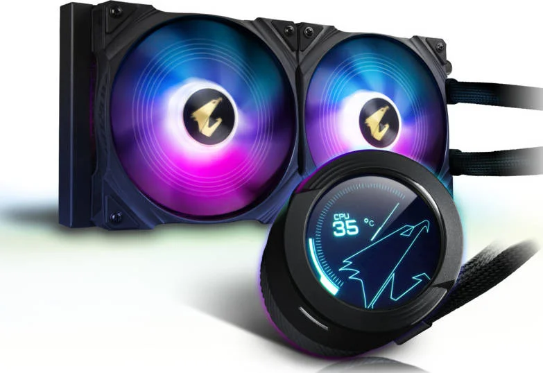 خنک کننده مایع AIO گیگابایت Aorus Waterforce X 280، فن ARGB دوتایی 140 میلی‌متری، RGB Fusion 2.0 و Aorus Engine، طول لوله 380 میلی‌متری، رادیاتور 280 میلی‌متری، LCD تمام رنگی 60x60 میلی‌متری، مشکی | GP-AORUS WATERFORCE X 280