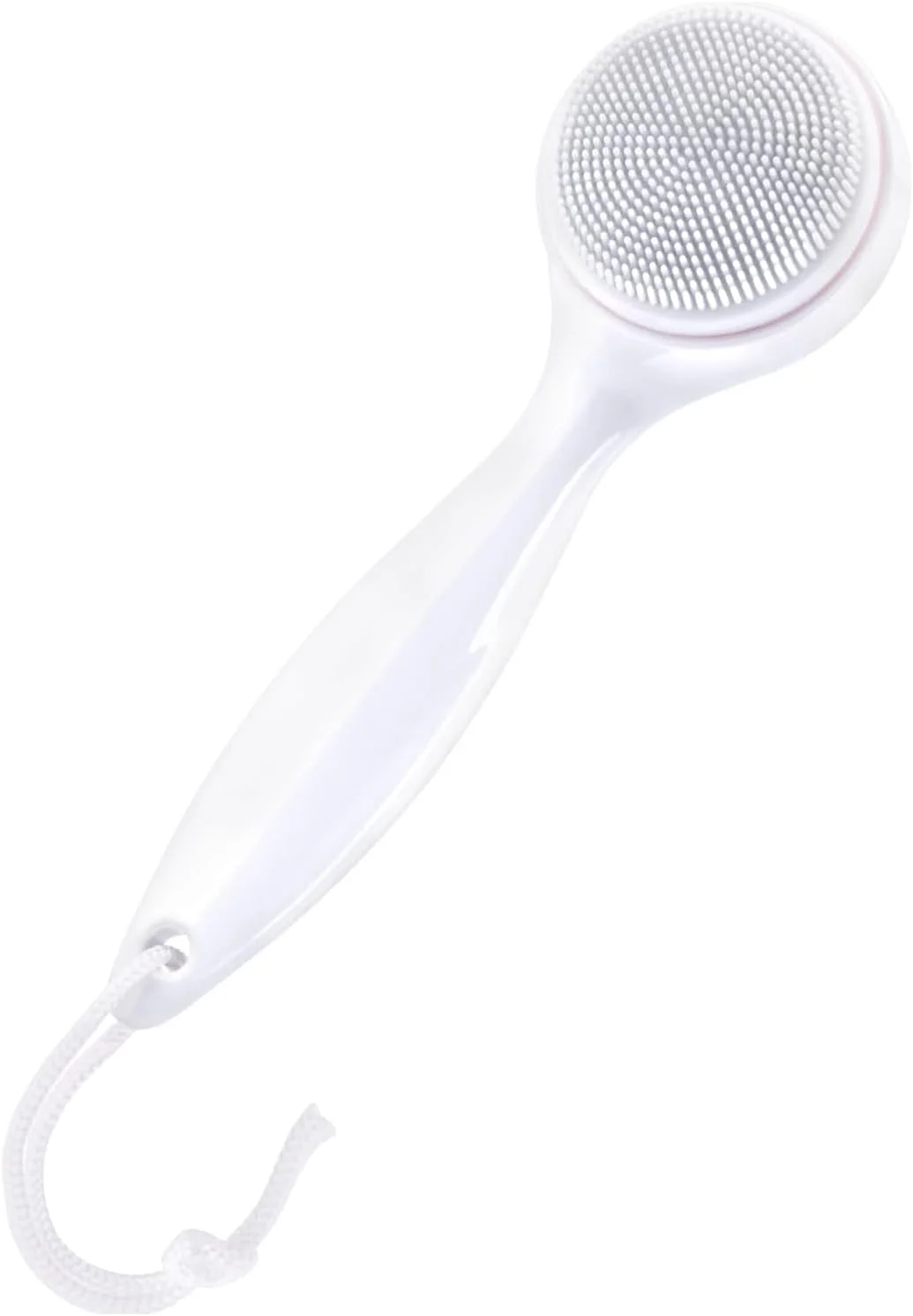 برس پاک کننده دستی صورت سیلیکونی، اسکرابر پاک کننده و لایه بردار صورت با دسته بلند، ضد آب و سازگار با پوست برای از بین بردن جوش های سرسیاه و بقایای آرایش (سفید)