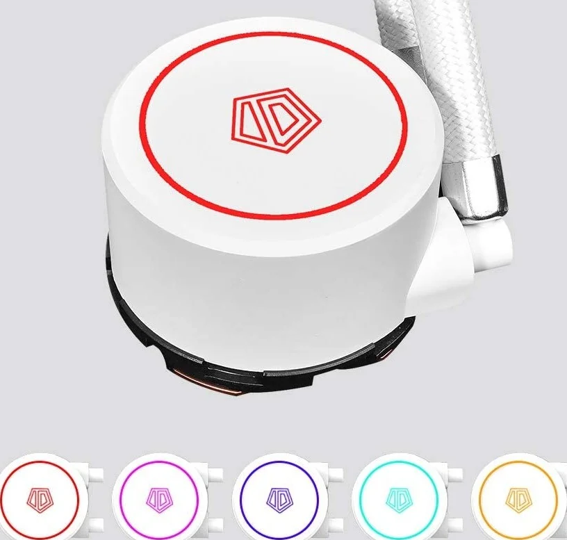 خنک کننده مایع پردازنده ID-COOLING AURAFLOW X 240 Snow، خنک کننده AIO RGB 12 ولت، رادیاتور 240 میلی متری، فن RGB 2X120 میلی متری، سازگار با Intel 115X/2066 و AMD TR4/AM4 | AURAFLOW X 240 SNOW