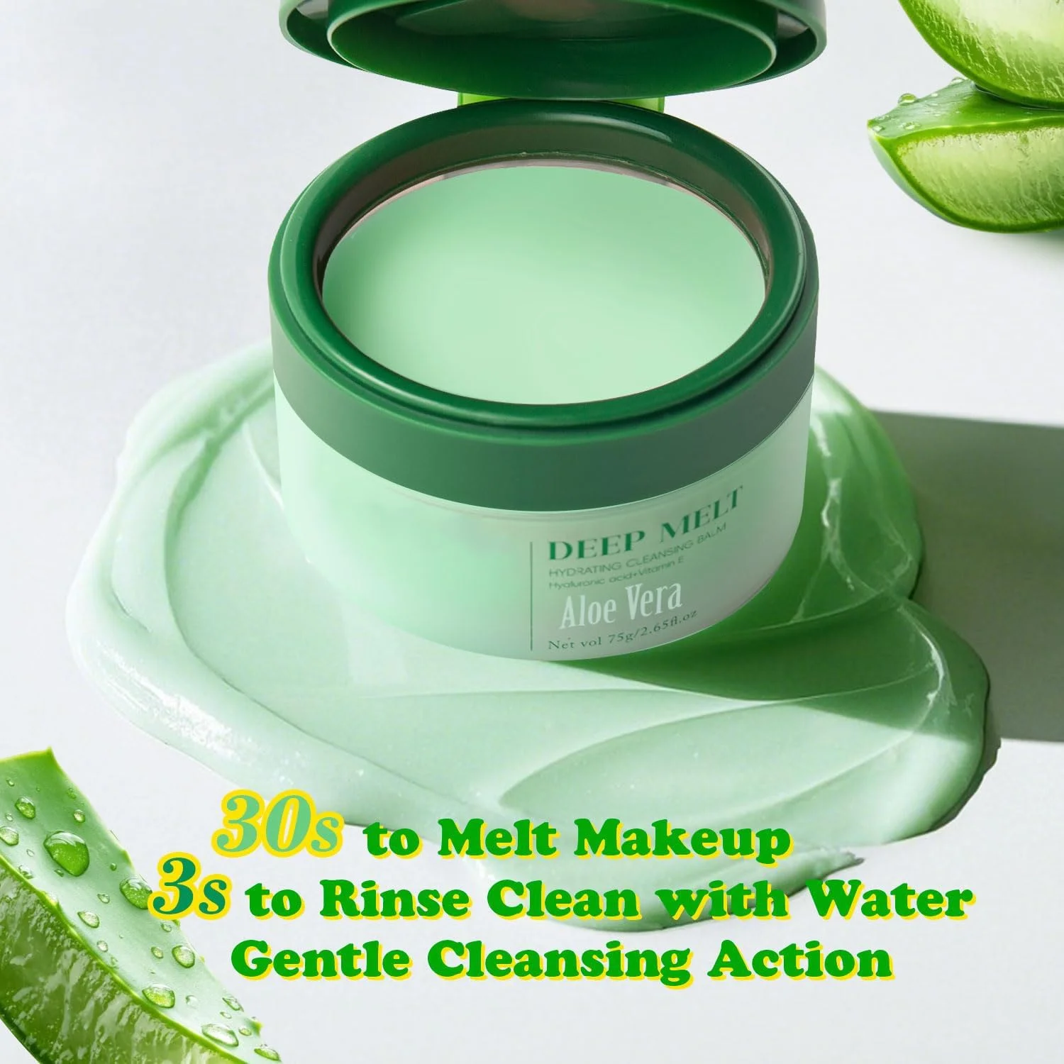 بالم پاک کننده آرایش LBOYLOVE®، بالم پاک کننده برای پاک کردن آرایش ریمل ضد آب، پاک کننده صورت، چشم و لب، کرم پاک کننده عمیق صورت با رایحه هلو (آلوئه ورا)