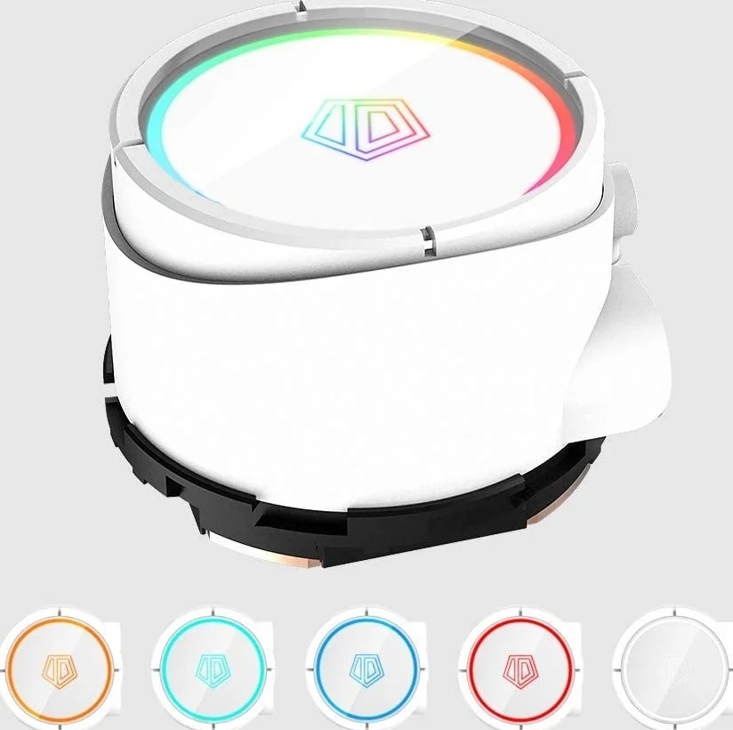 خنک کننده آبی پردازنده ID-COOLING ZOOMFLOW 240X Snow، خنک کننده مایع 240 میلی متری پردازنده با نورپردازی RGB آدرس پذیر 5 ولت، فن RGB 2X120 میلی متری، سازگار با Intel 115X/2066 و AMD TR4/AM4