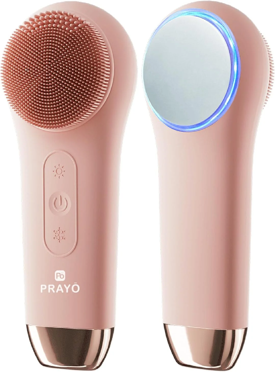 برس پاک کننده صورت برقی با نور درمانی LED – نور قرمز و آبی، 5 سرعت لرزش صوتی، پاک کننده صورت سیلیکونی ضد آب، شارژ مغناطیسی USB، مناسب برای انواع پوست (صورتی)