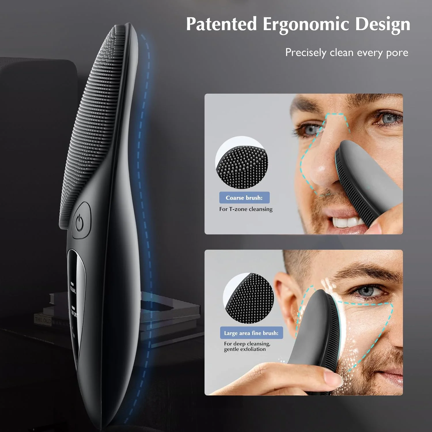 برس پاک کننده صورت: برس شستشوی صورت سیلیکونی قابل حمل ضد آب قابل شارژ، 4 حالت پاکسازی، لایه بردار برقی صورت برای پاکسازی، لایه برداری و ماساژ آقایان و بانوان