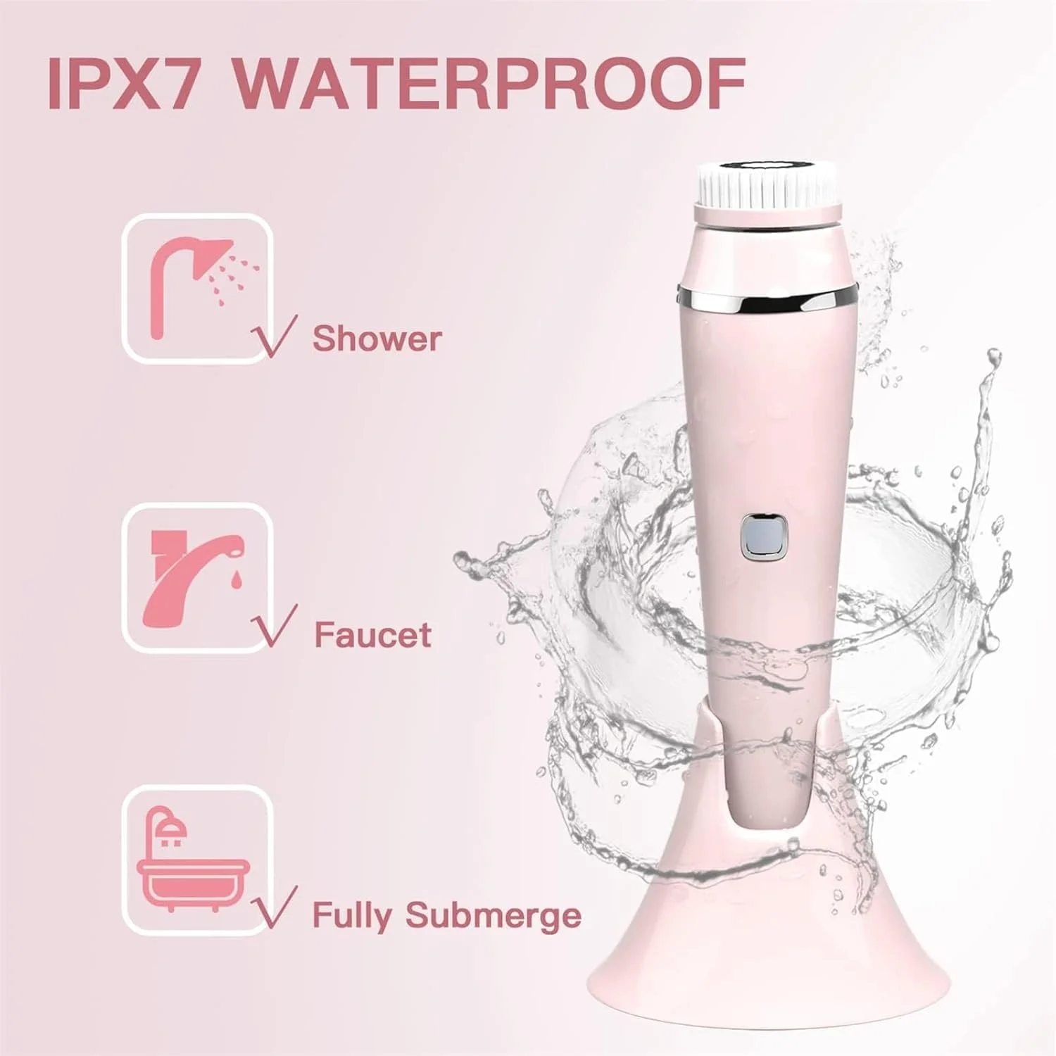 برس پاک کننده صورت، برس پاک کننده صورت برقی 4 در 1، برس پاک کننده صورت قابل شارژ برای لایه برداری ملایم، پاکسازی عمیق و ماساژ صورت