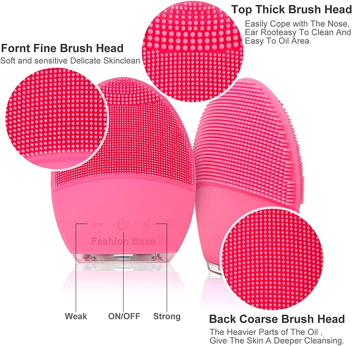 برس پاک کننده صورت و ماساژور صورت، سیلیکونی، التراسونیک، ویبره، ضد آب، قابل شارژ و الکتریکی، 1 عدد