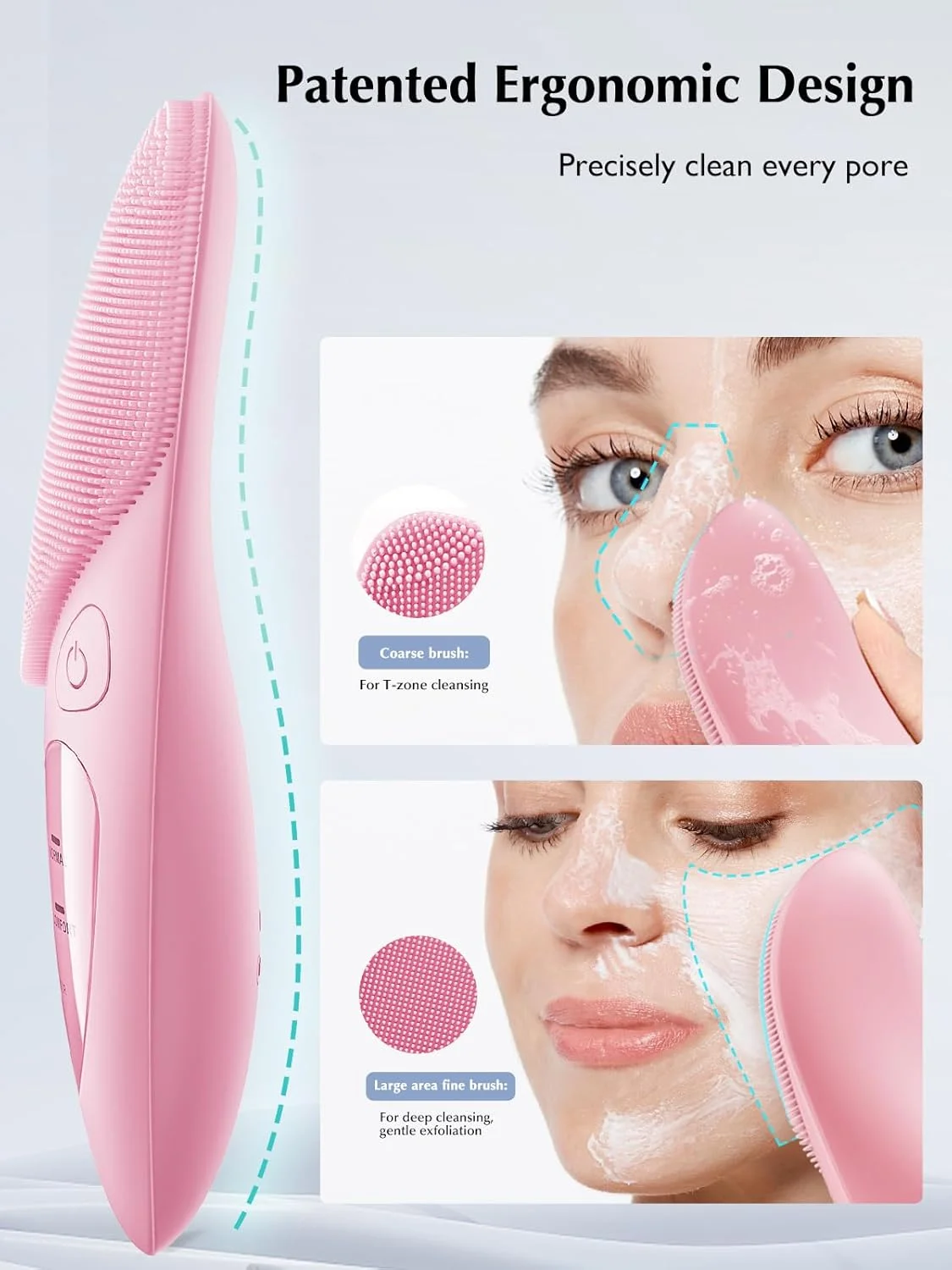 برس پاک کننده صورت COSLUS: برس قابل شارژ ضد آب IPX7، دارای 4 حالت با محافظت از چشم، سیستم پاک کننده ارتعاشی الکتریکی برای تمیز کردن، لایه برداری، ماساژ، صورتی برس پاک کننده صورت COSLUS: برس قابل شارژ ضد آب IPX7، دارای 4 حالت با محافظت از چشم، سیستم پاک کننده ارتعاشی الکتریکی برای تمیز کردن، لایه برداری، ماساژ، صورتی