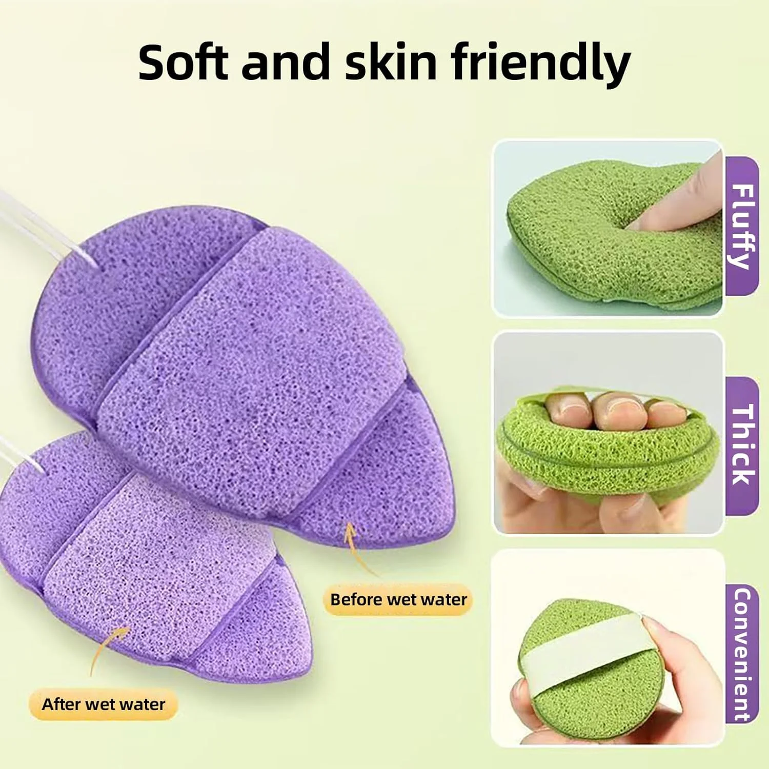 اسفنج لطیف صورت، اسکرابر پاک کننده روزانه صورت، توصیه شده توسط متخصص پوست، از بین برنده آلودگی های عمقی و آرایش که باعث ایجاد جوش و سرسیاه می شود، قابل استفاده مجدد، لایه بردار، 3 عدد