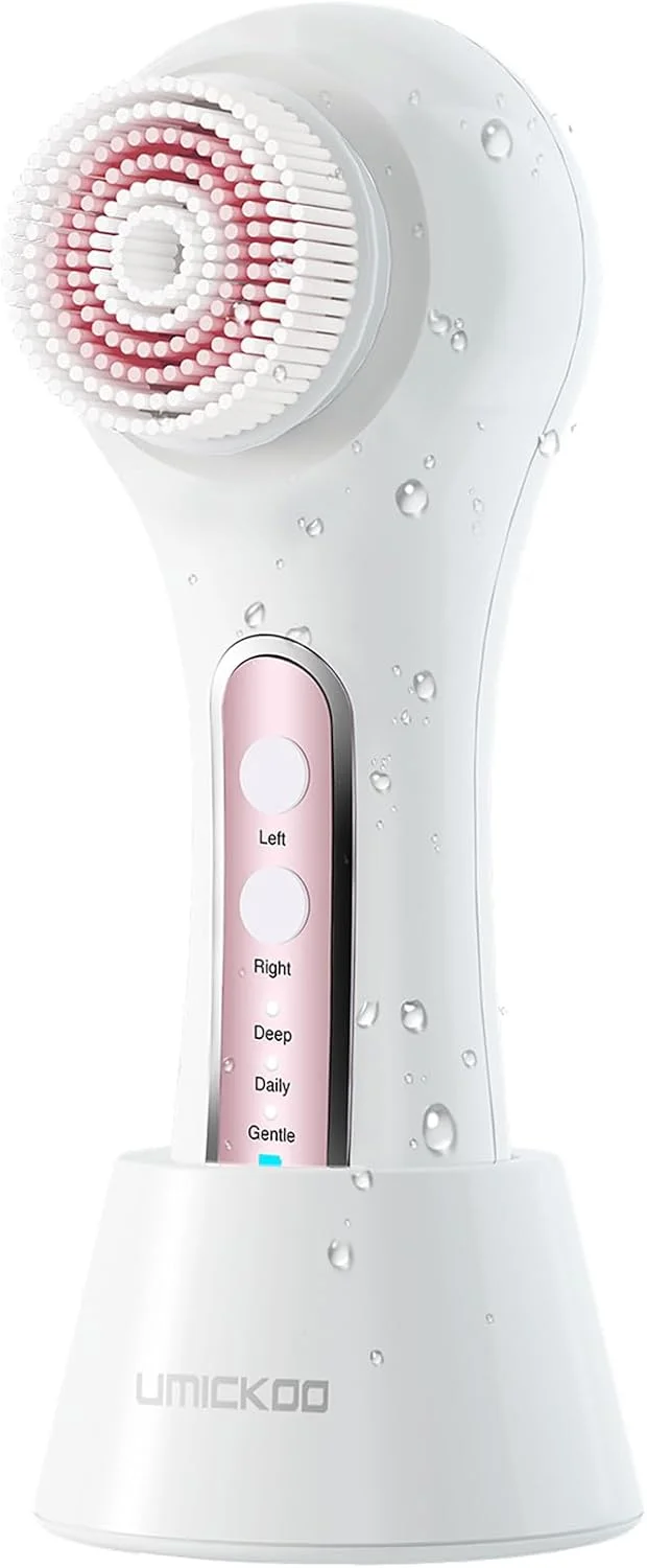 اسکرابر لایه بردار صورت، برس پاک کننده صورت شارژی ضد آب IPX7 با 5 سر برس، برس چرخشی برقی صورت برای لایه برداری، ماساژ و پاکسازی عمیق