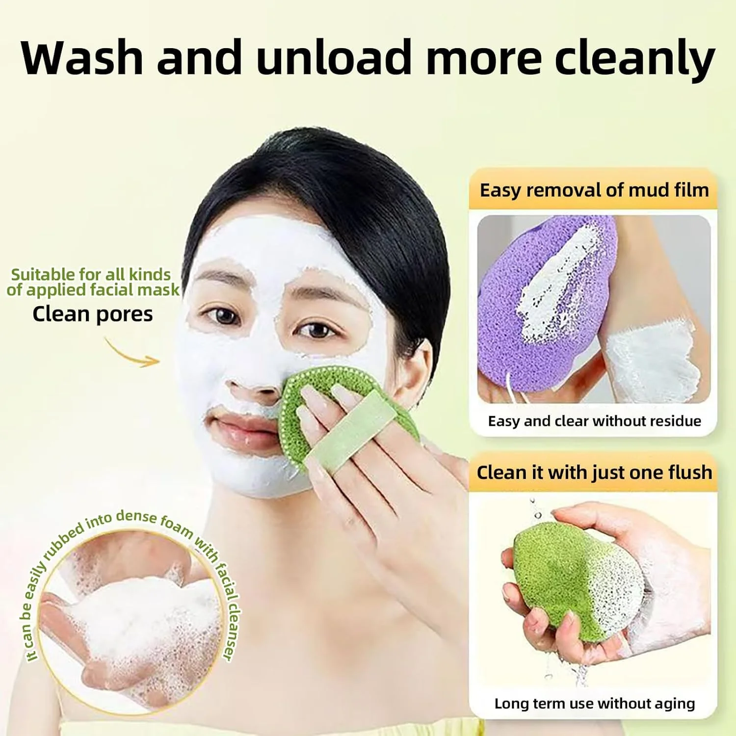 اسفنج لطیف صورت، اسکرابر پاک کننده روزانه صورت، توصیه شده توسط متخصص پوست، از بین برنده آلودگی های عمقی و آرایش که باعث ایجاد جوش و سرسیاه می شود، قابل استفاده مجدد، لایه بردار، 3 عدد