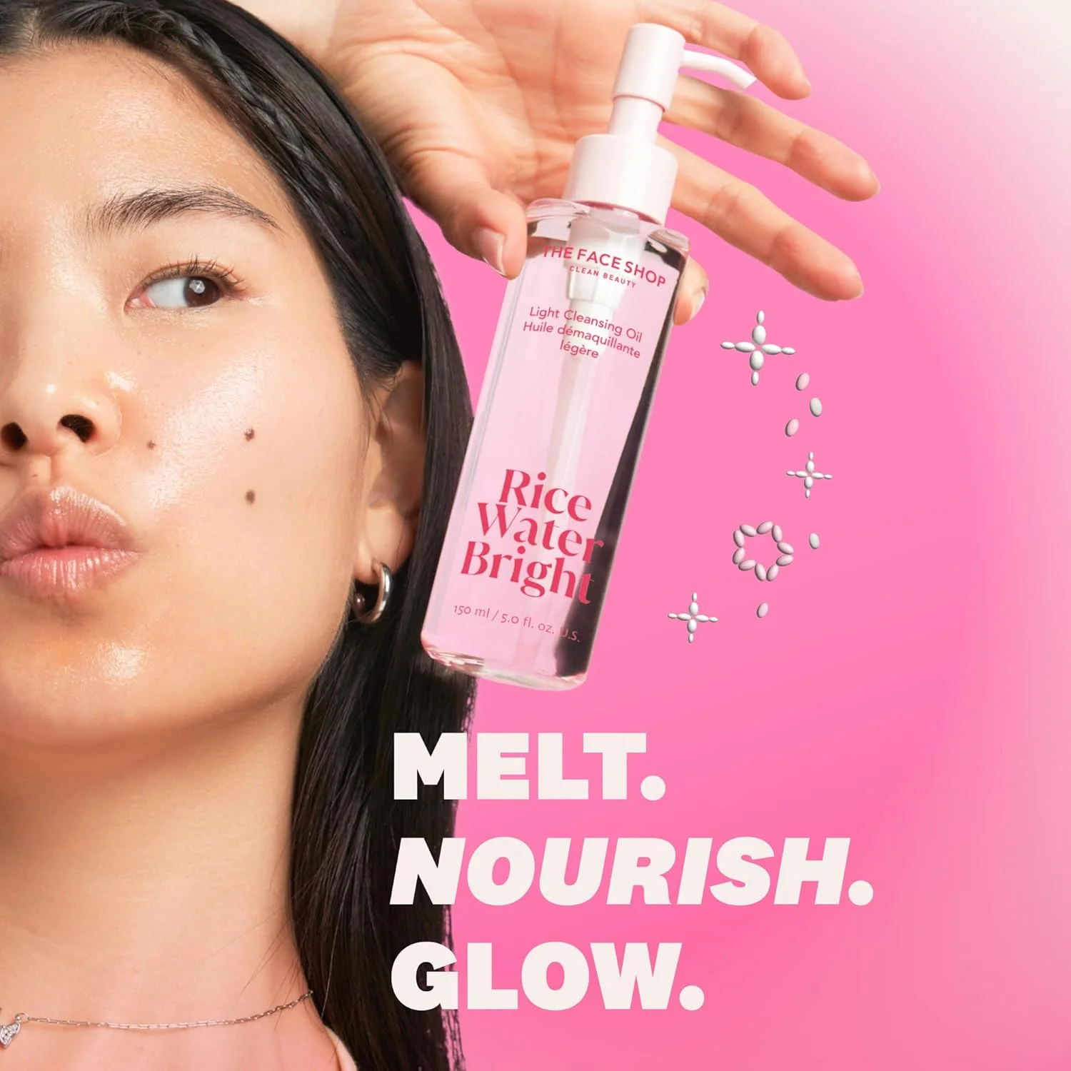 مجموعه دوگانه پاک کننده صورت برنج The Face Shop، حاوی سرامید، مراقبت از پوست کره ای، شستشوی ملایم صورت و روغن پاک کننده کنترل کننده منافذ، آبرسان، مرطوب کننده، پاک کننده صورت وگان، پاک کننده آرایش