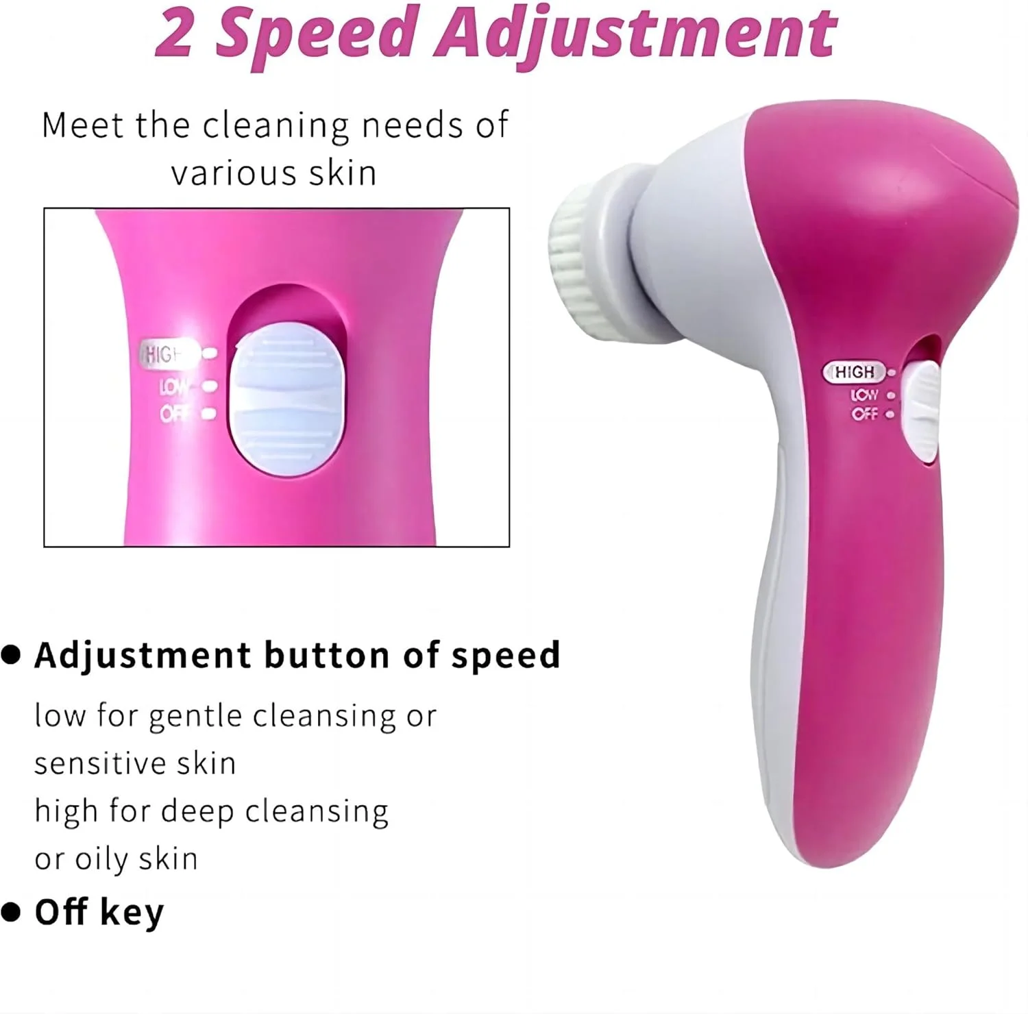 برس پاک کننده صورت COOLBABY، اسکرابر برقی صورت، پاک کننده منافذ صورت قابل حمل 5 در 1 با 5 سر برس