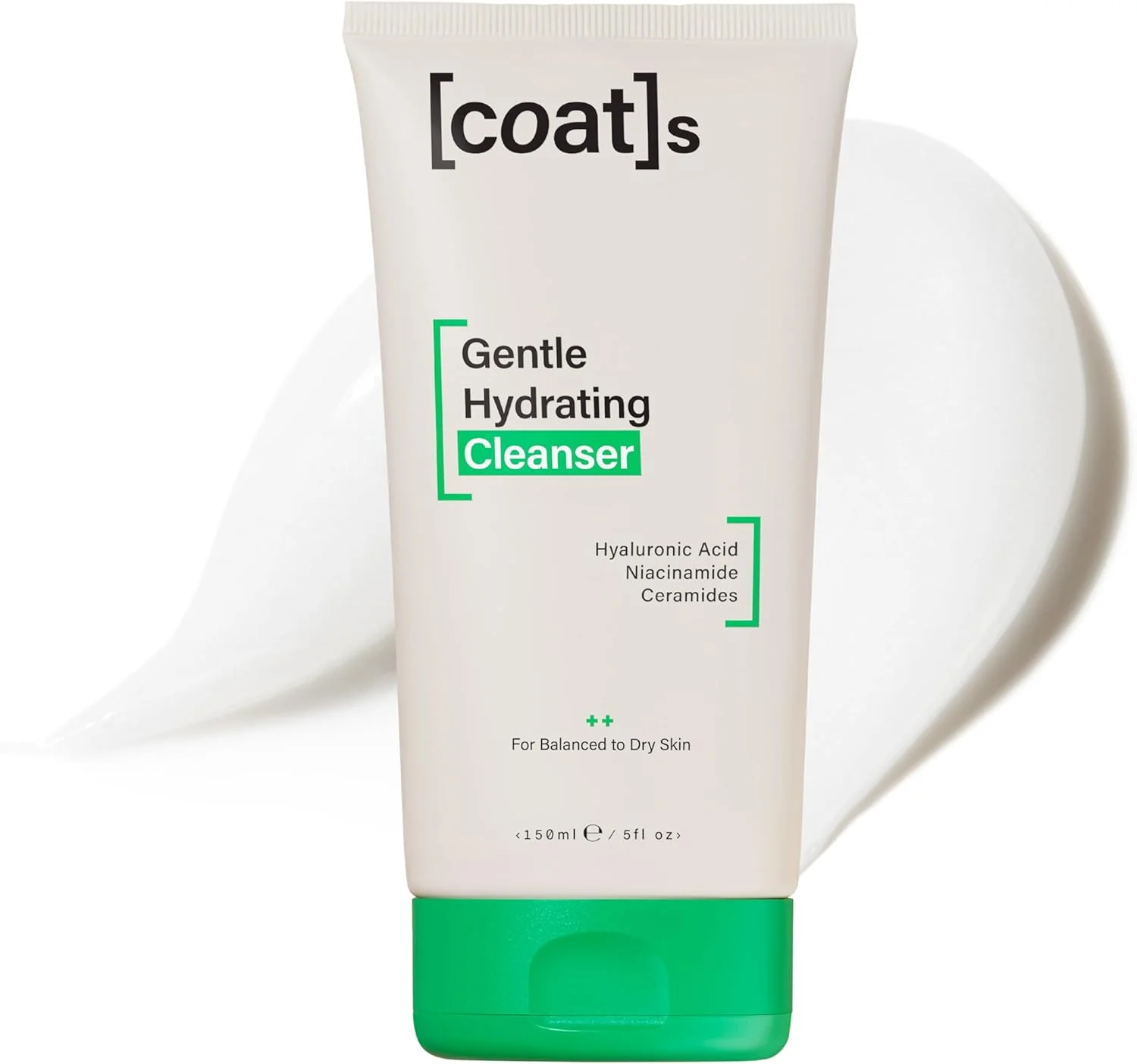 پاک کننده ملایم و آبرسان صورت کوتس با سرامیدها + اسید هیالورونیک برای رطوبت رسانی. پاک کننده صورت برای آقایان و بانوان + مراقبت از صورت + پاک کننده آرایش. مناسب پوست های مختلط تا خشک (150 میلی لیتر)