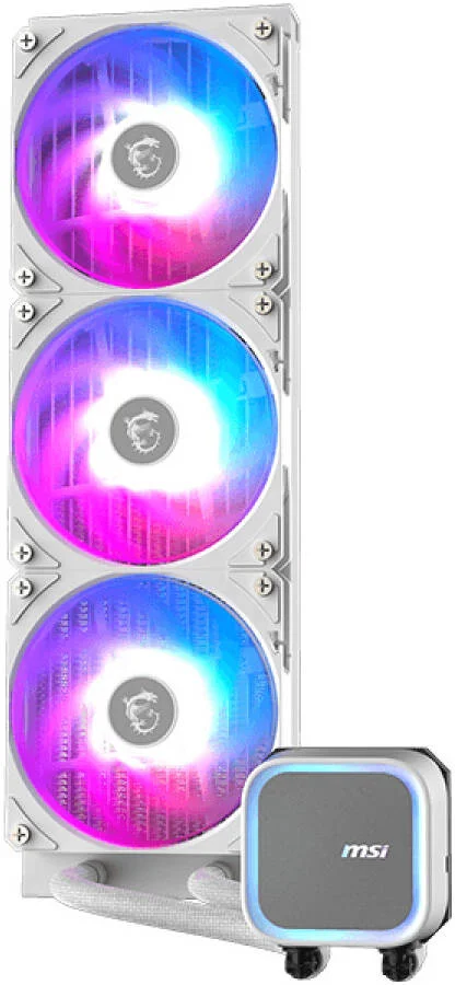 خنک کننده مایع پردازنده مرکزی MSI MAG CORELIQUID A13 360، سایز رادیاتور 360 میلی‌متر، 3 عدد فن از پیش نصب شده، سرعت پمپ 3800 دور در دقیقه، جریان هوای 62.6 CFM، نوع بلبرینگ فن Rifle، سفید | 306-7ZWDA21-L80