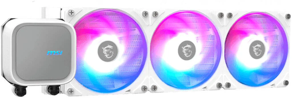 خنک کننده مایع پردازنده مرکزی MSI MAG CORELIQUID A13 360، سایز رادیاتور 360 میلی‌متر، 3 عدد فن از پیش نصب شده، سرعت پمپ 3800 دور در دقیقه، جریان هوای 62.6 CFM، نوع بلبرینگ فن Rifle، سفید | 306-7ZWDA21-L80
