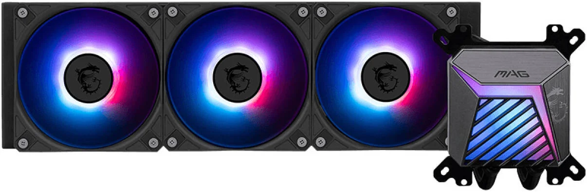 خنک کننده مایع پردازنده مرکزی MSI MAG CORELIQUID A15، رادیاتور 360 میلی‌متری، 3 عدد فن 120 میلی‌متری از پیش نصب شده، سرعت فن 2050 دور در دقیقه، جریان هوای فن 64.89 CFM، نوع بلبرینگ فن Rifle، مشکی | 306-7ZW9A11-L80