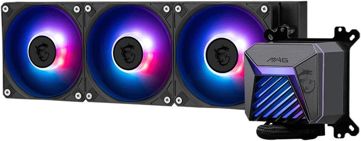 خنک کننده مایع پردازنده مرکزی MSI MAG CORELIQUID A15، رادیاتور 360 میلی‌متری، 3 عدد فن 120 میلی‌متری از پیش نصب شده، سرعت فن 2050 دور در دقیقه، جریان هوای فن 64.89 CFM، نوع بلبرینگ فن Rifle، مشکی | 306-7ZW9A11-L80