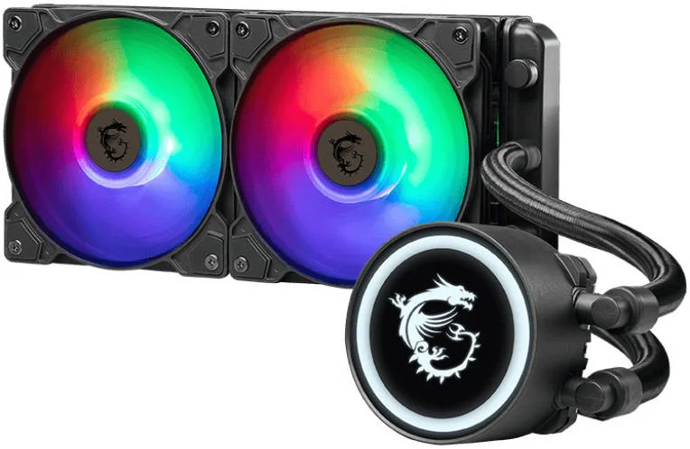 خنک کننده مایع پردازنده MSI MAG CORELIQUID B240 AIO، رادیاتور 240 میلی‌متری، بلبرینگ FDB، 2 عدد فن ARGB 120 میلی‌متری، سرعت فن 2000 دور در دقیقه، جریان هوای 78.73 CFM، صفحه سرد مسی، LGA 1700 / AM5، مشکی | 306-7ZW3B11-813