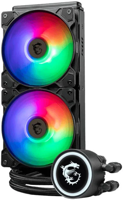 خنک کننده مایع پردازنده MSI MAG CORELIQUID B240 AIO، رادیاتور 240 میلی‌متری، بلبرینگ FDB، 2 عدد فن ARGB 120 میلی‌متری، سرعت فن 2000 دور در دقیقه، جریان هوای 78.73 CFM، صفحه سرد مسی، LGA 1700 / AM5، مشکی | 306-7ZW3B11-813