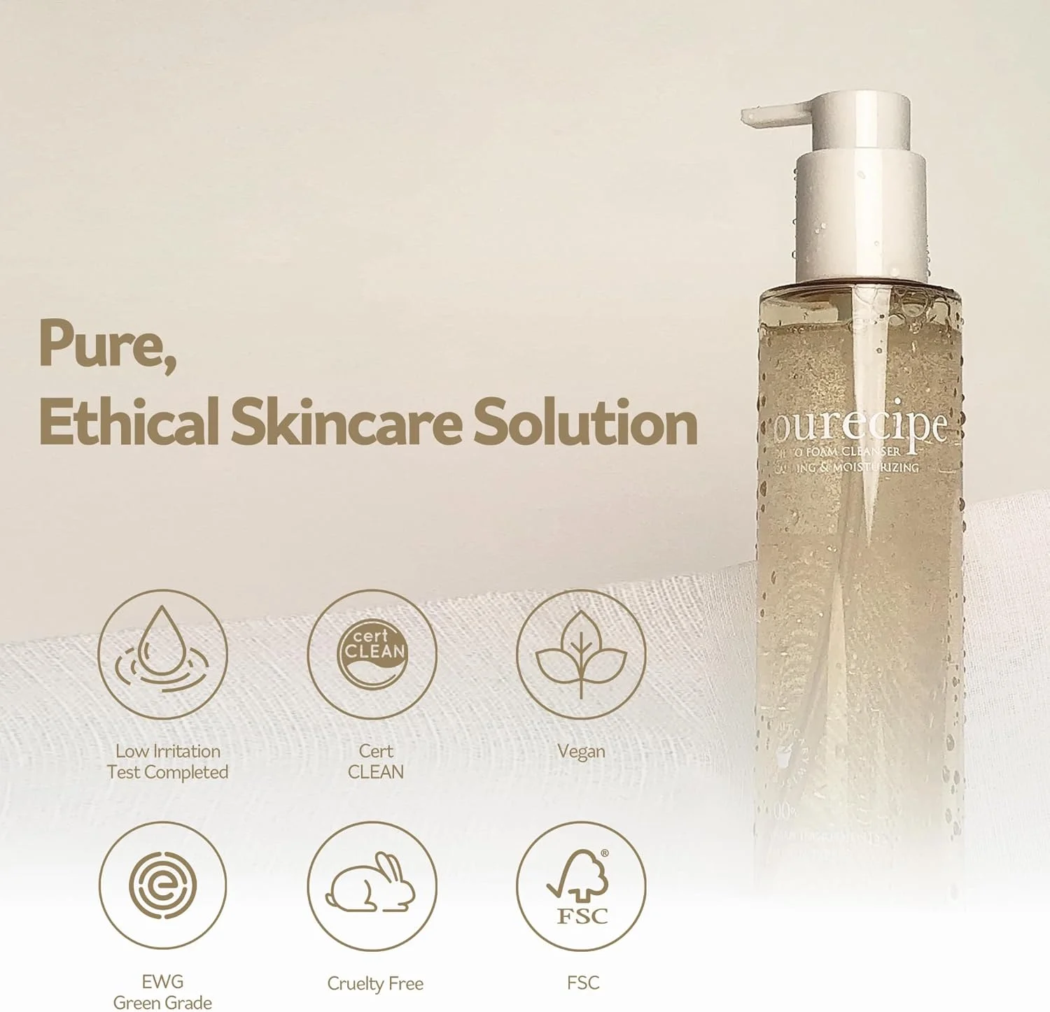 پاک کننده روغنی به فوم PESTLO Ourecipe - وگان، ضد حساسیت، پاک کننده ملایم آرایش، پاک کننده عمیق، غیر چسبنده برای انواع پوست از جمله پوست های حساس، خشک و مستعد آکنه، 200 میلی لیتر