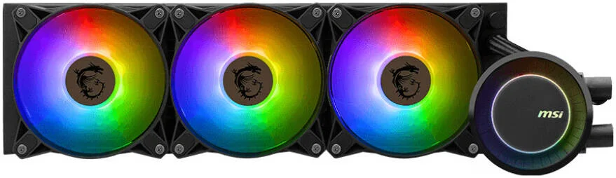 خنک کننده مایع پردازنده مرکزی MSI MAG Coreliquid E360، رادیاتور 360 میلی‌متری، شامل 3 عدد فن، جریان هوای فن 75.04 CFM، سرعت پمپ 3000 دور در دقیقه، بلبرینگ دینامیک سیال، مشکی | 306-7ZW6E17-C24