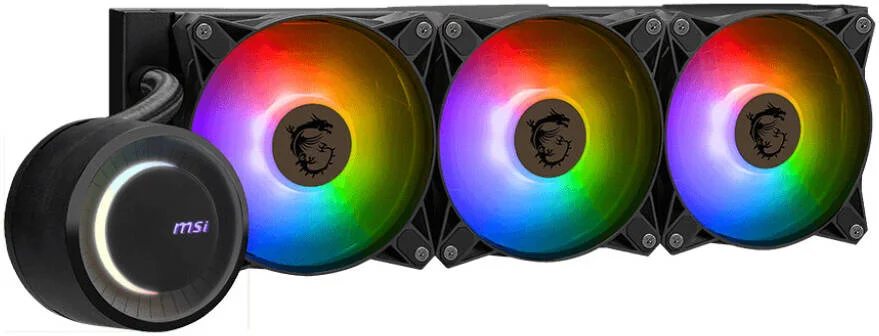 خنک کننده مایع پردازنده مرکزی MSI MAG Coreliquid E360، رادیاتور 360 میلی‌متری، شامل 3 عدد فن، جریان هوای فن 75.04 CFM، سرعت پمپ 3000 دور در دقیقه، بلبرینگ دینامیک سیال، مشکی | 306-7ZW6E17-C24