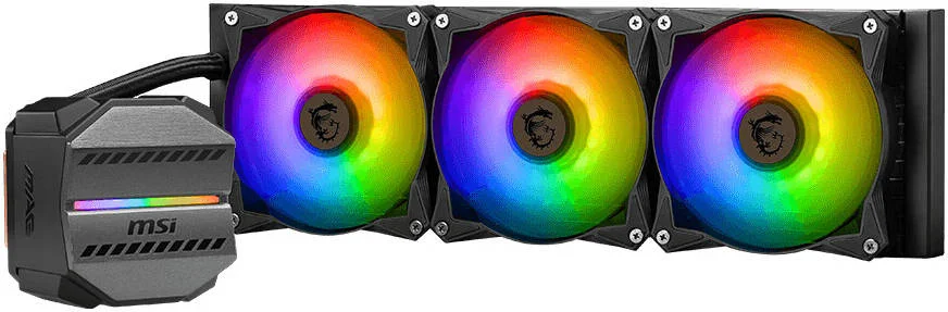خنک کننده مایع پردازنده MSI MAG CORELIQUID M360 AIO، رادیاتور 360 میلی‌متری، جریان هوای 78.73 CFM، سرعت فن 2000 دور در دقیقه، 3 فن 120 میلی‌متری ARGB، بلبرینگ دوبل، صفحه مسی ارتقا یافته، لوله تقویت شده، مشکی | 306-7ZW4R24-813