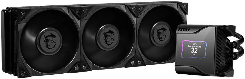 خنک کننده مایع پردازنده مرکزی MSI MEG Coreliquid S360، سازگار با سوکت Intel LGA1700، اندازه رادیاتور 360 میلی متر، جریان هوای فن 56.2 CFM، بلبرینگ هیدرودینامیک، PWM 4 پین، سرعت 2000 دور در دقیقه، مشکی | 9S6-6A0521-001