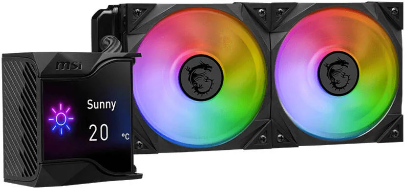 خنک کننده مایع MSI MPG CORELIQUID D240 AIO با صفحه نمایش 2.4 اینچی IPS، رادیاتور 240 میلی متری، 2 عدد فن MSI Torx ARGB با کنترل PWM، 2800 دور در دقیقه، 77.4 CFM، بلبرینگ دوتایی، لوله تقویت شده، مشکی | 936-6A1611-005