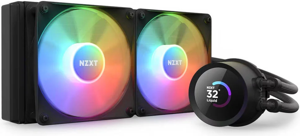 خنک کننده مایع پردازنده NZXT Kraken 240 RGB AIO با نمایشگر LCD و فن های RGB، رادیاتور 240 میلی متری، واتر بلاک مسی، 2 عدد فن 120 میلی متری F120 RGB، سرعت فن 500-1800 دور در دقیقه، جریان هوای 21.67-78.02 CFM، مشکی | RL-KR240-B1